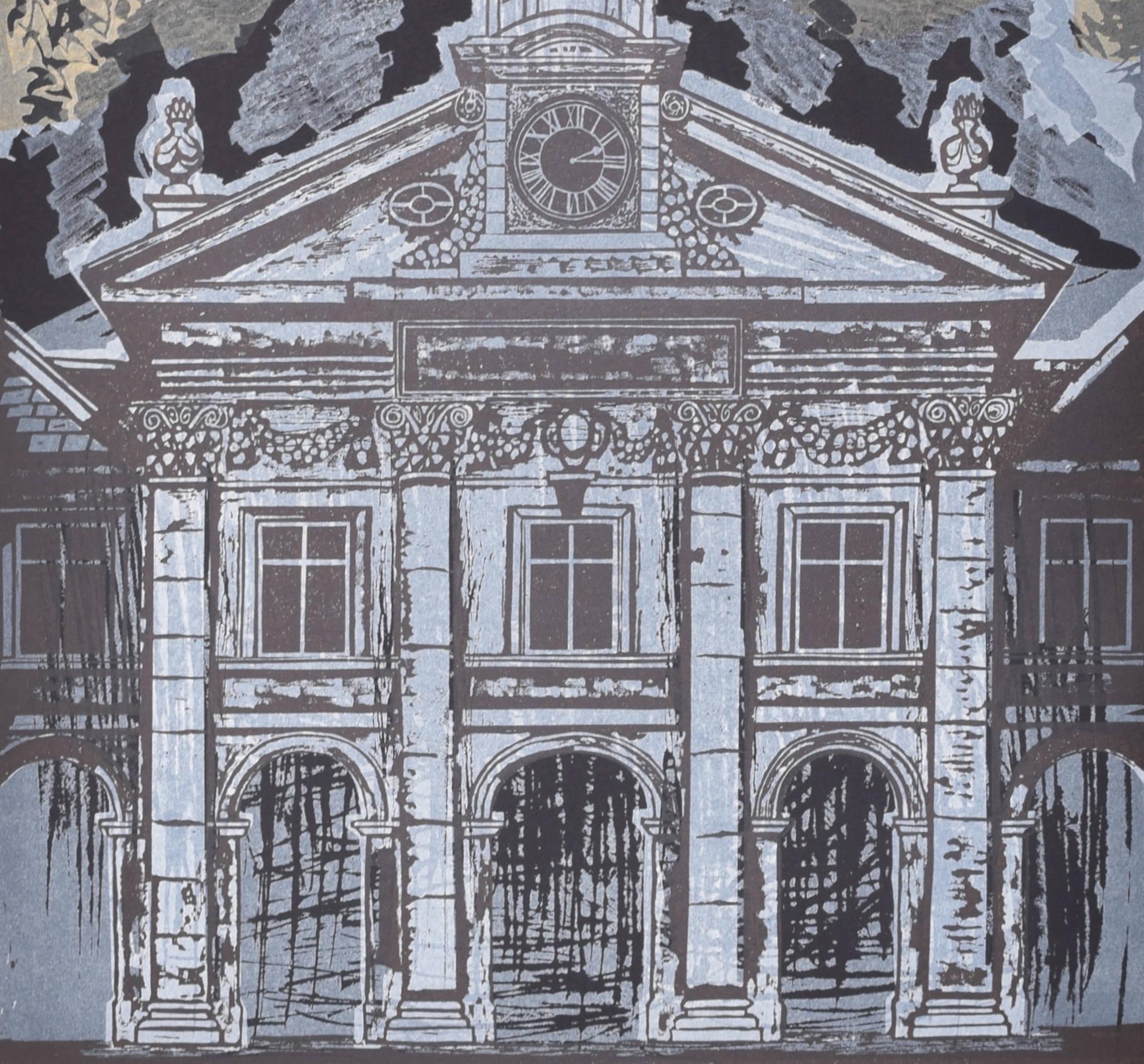 Emmanuel College, Cambridge Chapel linocut print by Walter Hoyle For Sale 4