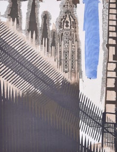 Grabado en linóleo del King's College, Cambridge, por Walter Hoyle