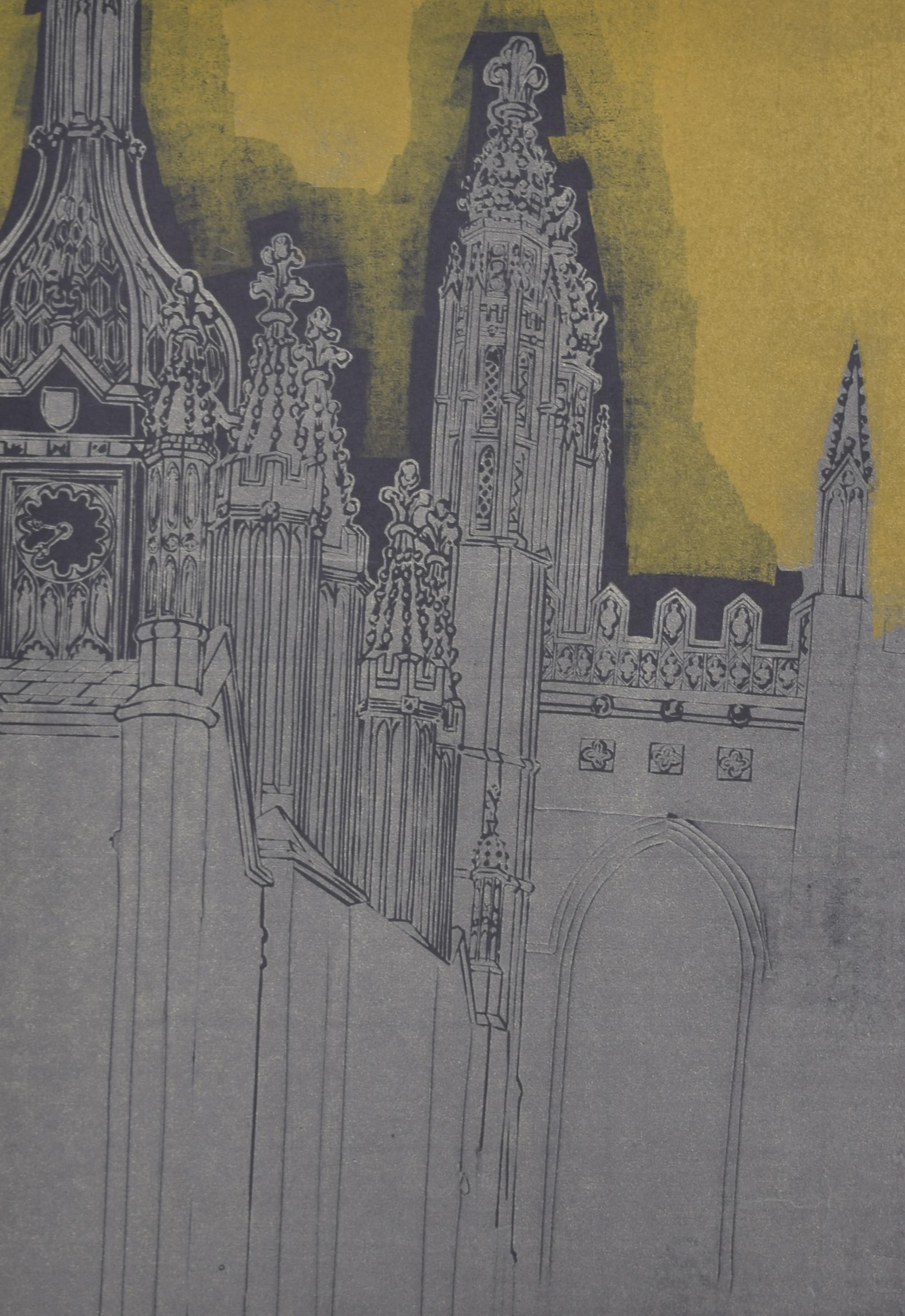 Grabado en linóleo del King's College, Cambridge, por Walter Hoyle en venta 2