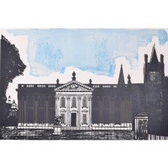 Vintage Senate House, Cambridge University linocut print by Walter Hoyle