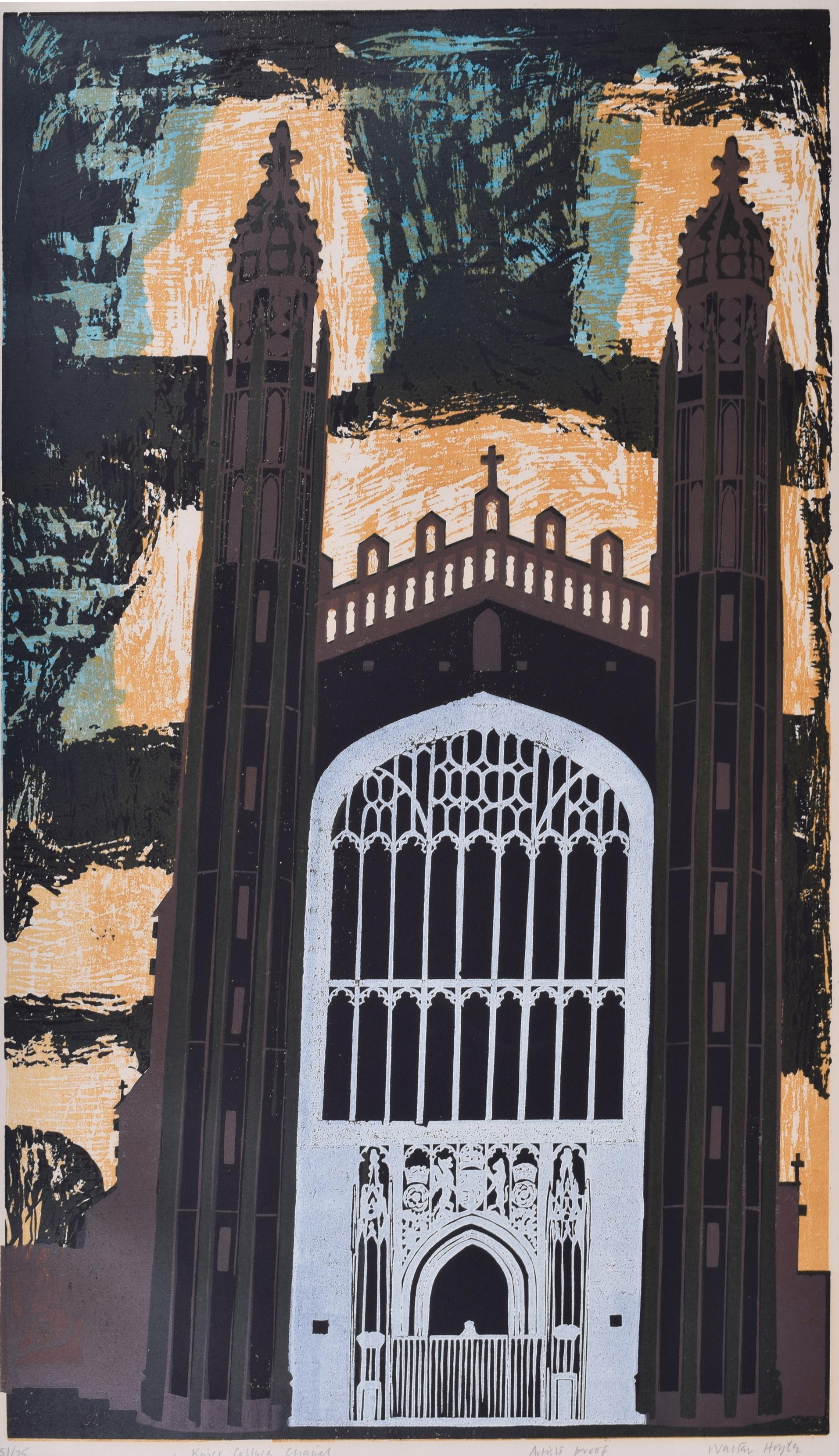 Walter Hoyle King's College Chapel Cambridge Linolschnitt Moderne britische Kunst