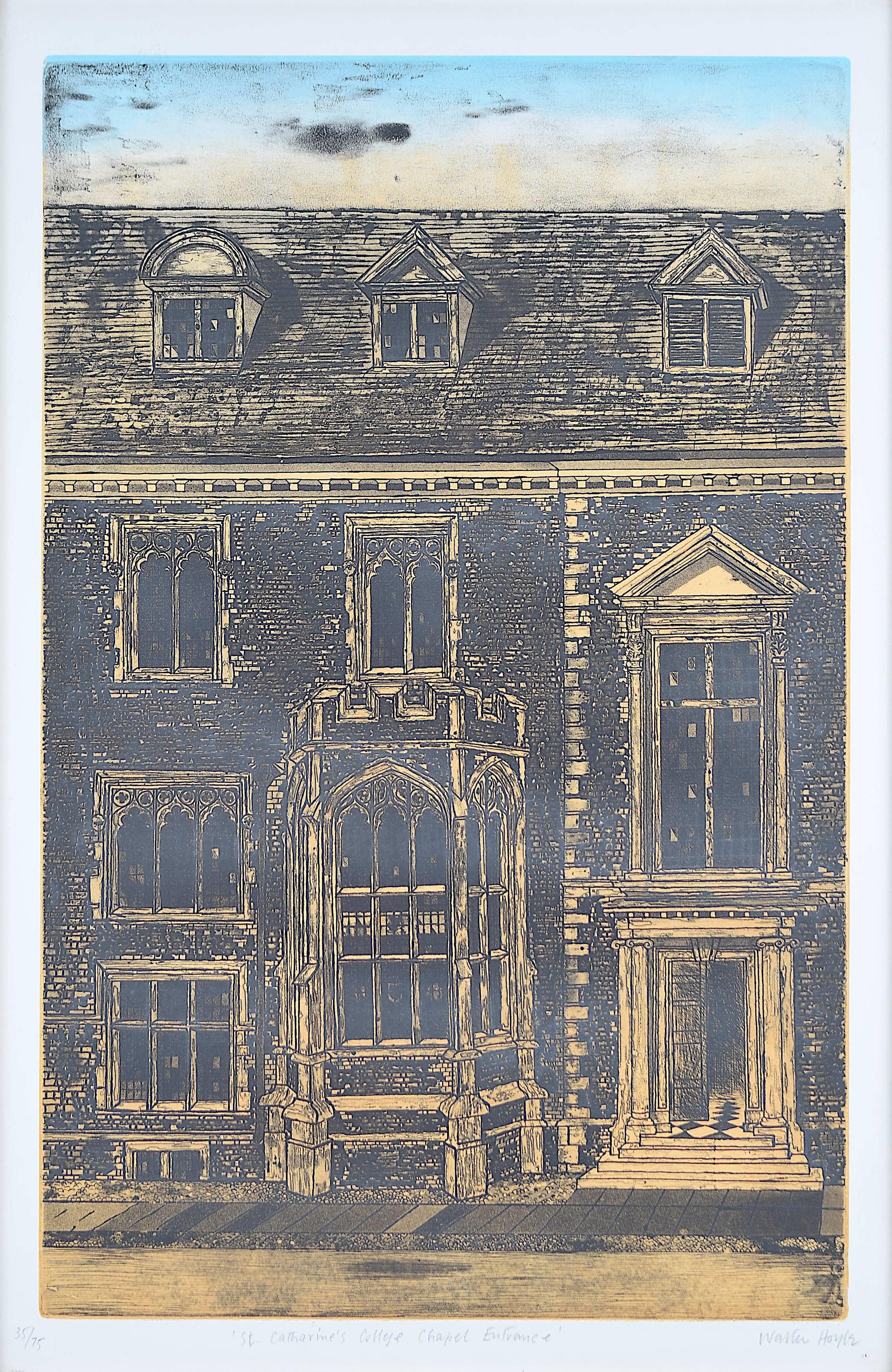 Walter Hoyle: St Catharine's College, Cambridge linocut print