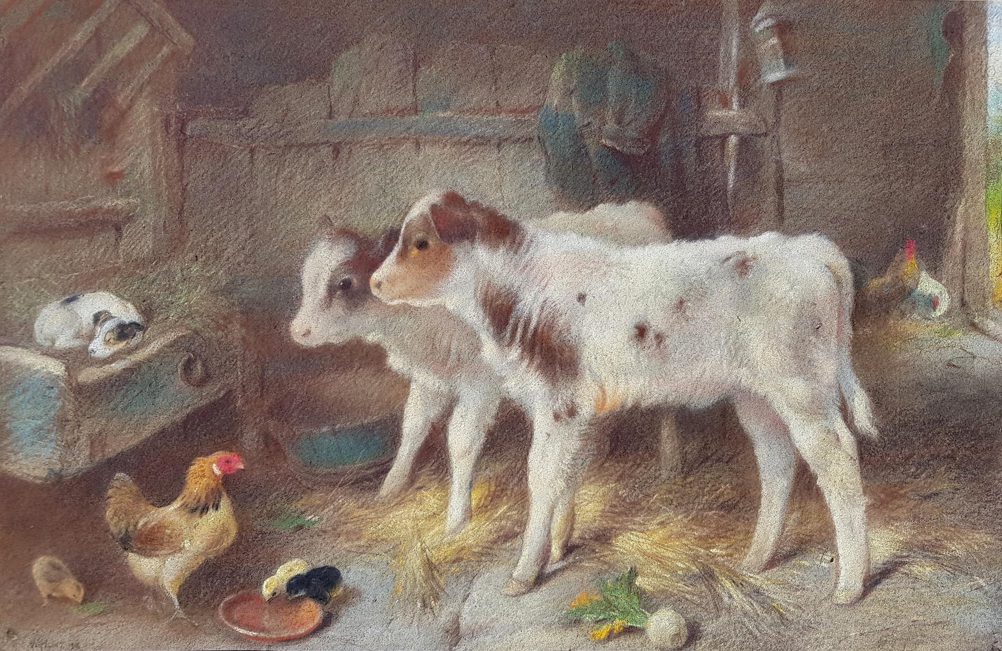 Asleep in the Manger (Nacht im Bett) – Painting von Walter Hunt