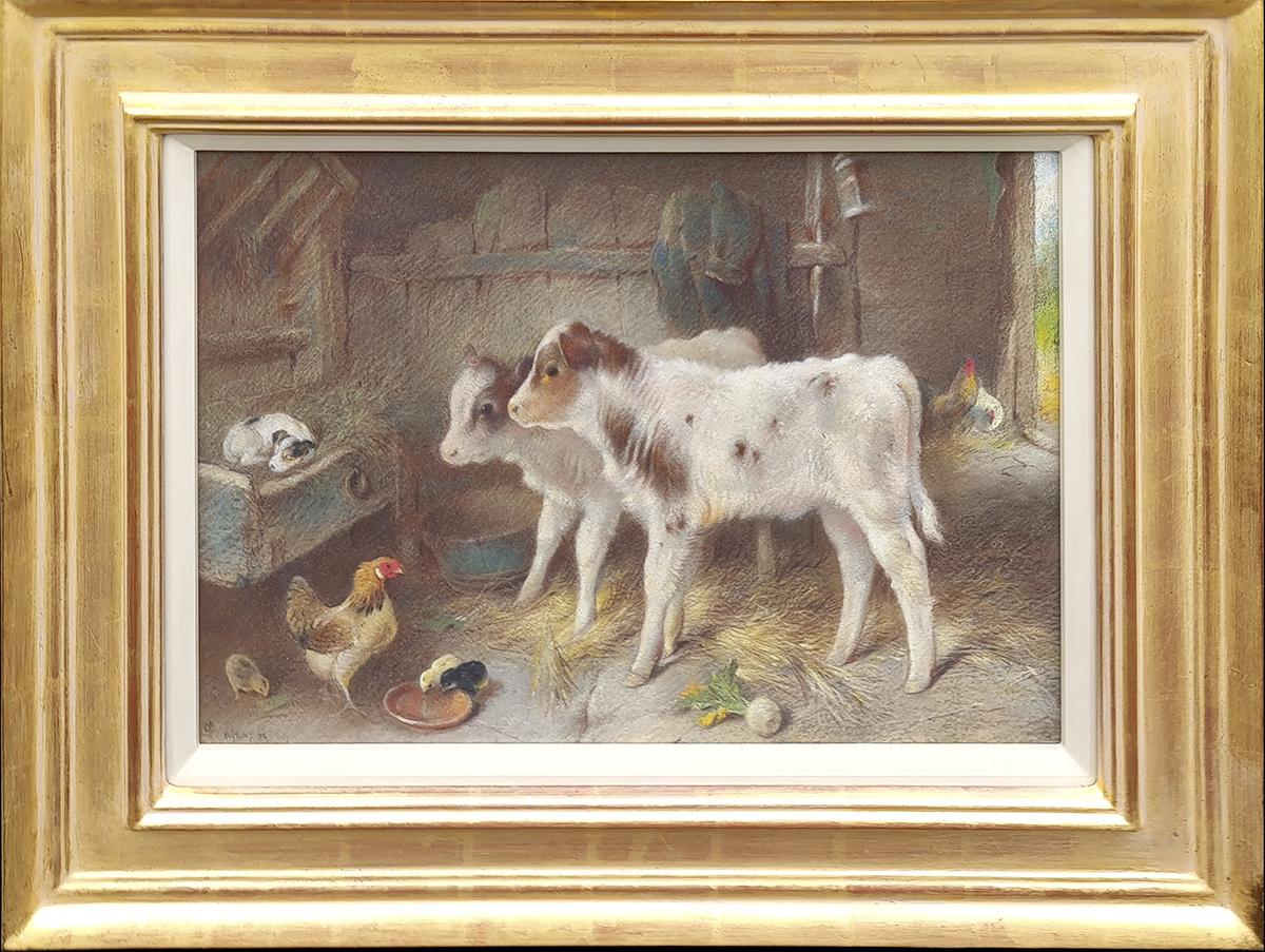 Walter Hunt Animal Painting – Asleep in the Manger (Nacht im Bett)