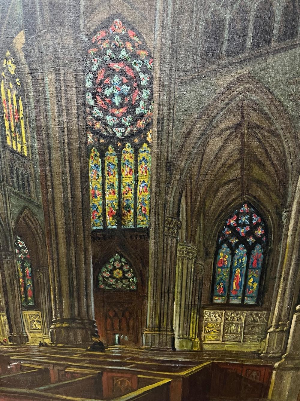 « Verre teinté » une cathédrale de couleurs - Painting de Walter I. Cox
