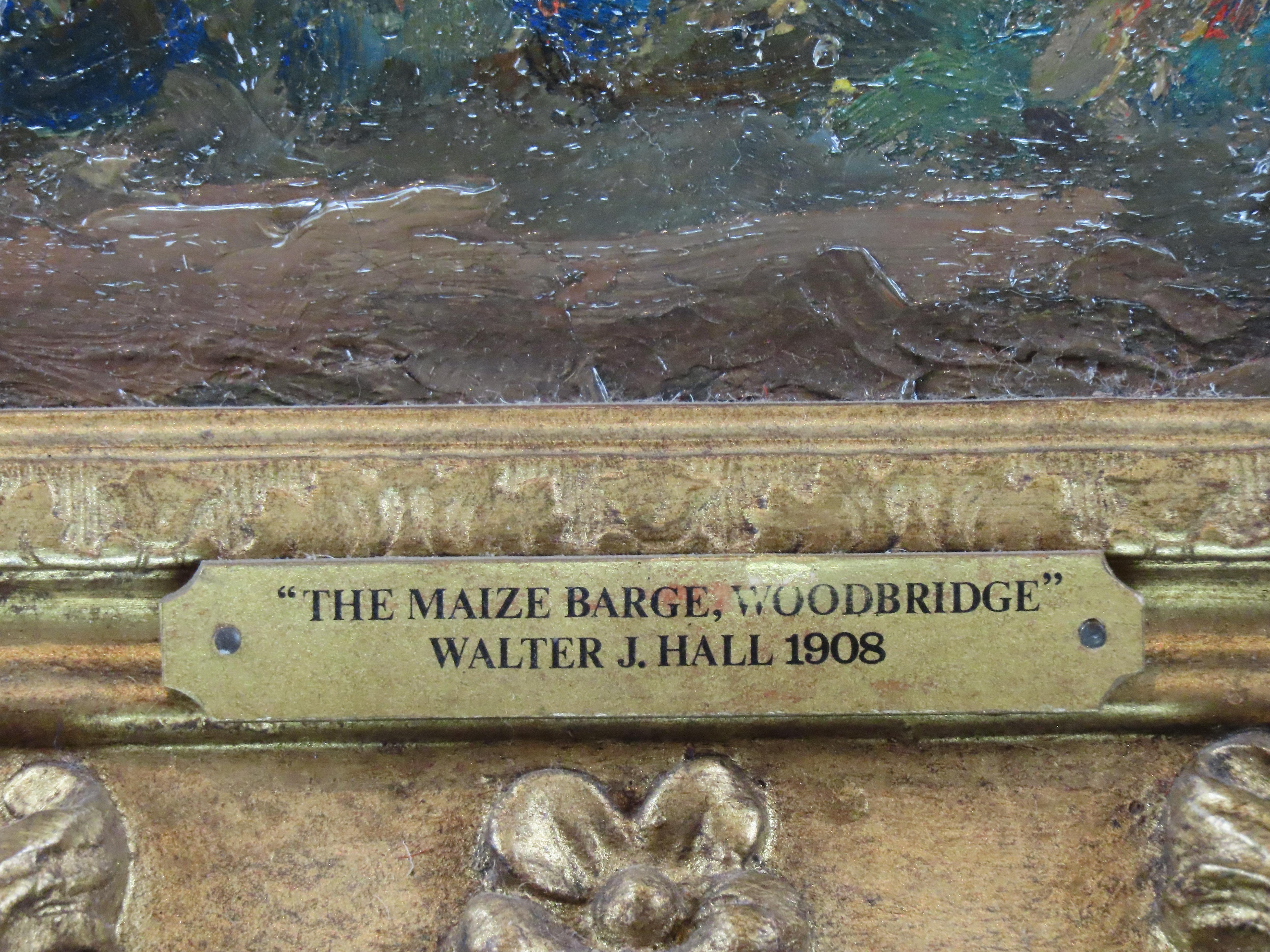 Original Öl auf Leinwand. Walter J. Hall, „The Maize Barge, Woodbridge“ im Angebot 5