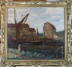 Original Oil on Canvas. Walter J. Hall, "The Maize Barge, Woodbridge"