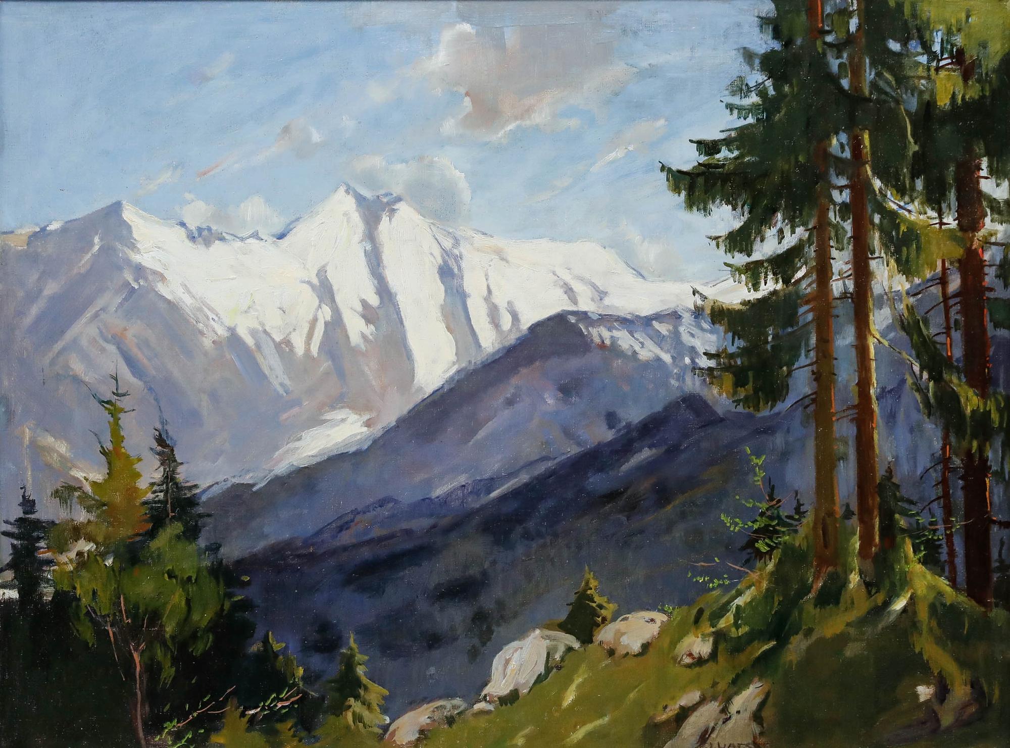 J. Wats - 20th Century Oil, Grossglockner, Austria - Painting by Walter J. Watson 