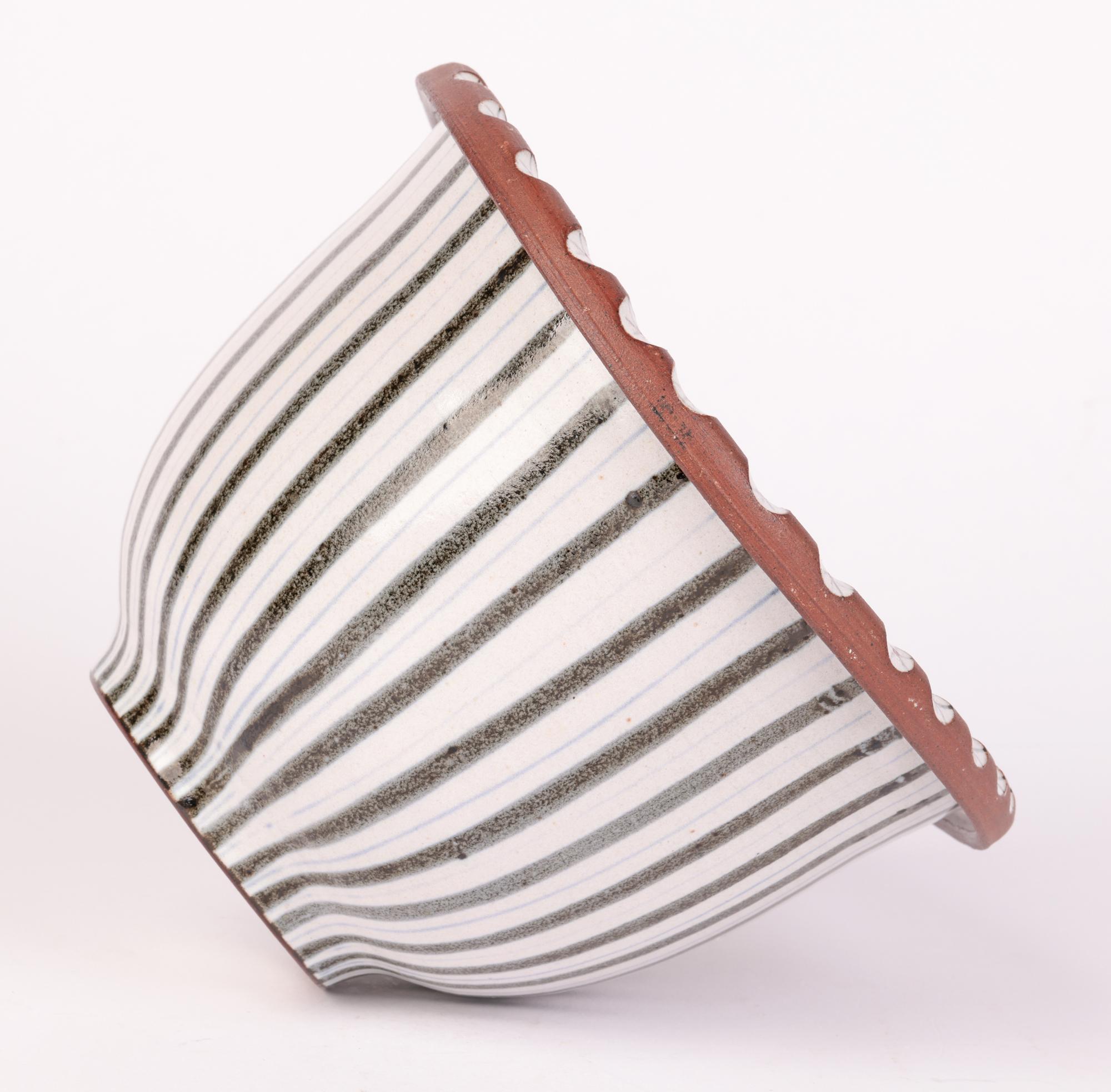 Walter & Jack Cole Mid-Century Rye Studio Pottery Linear Pattern Bowl 3