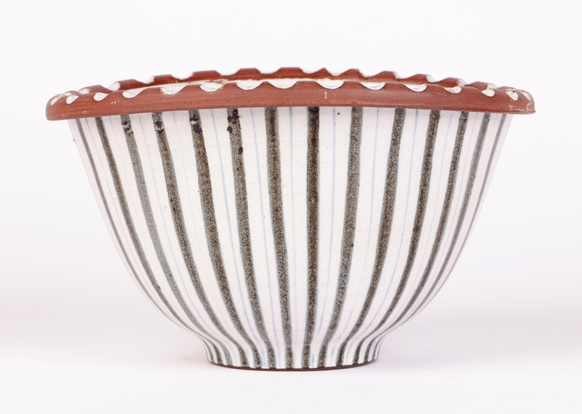 Walter & Jack Cole Mid-Century Rye Studio Pottery Linear Pattern Bowl 10