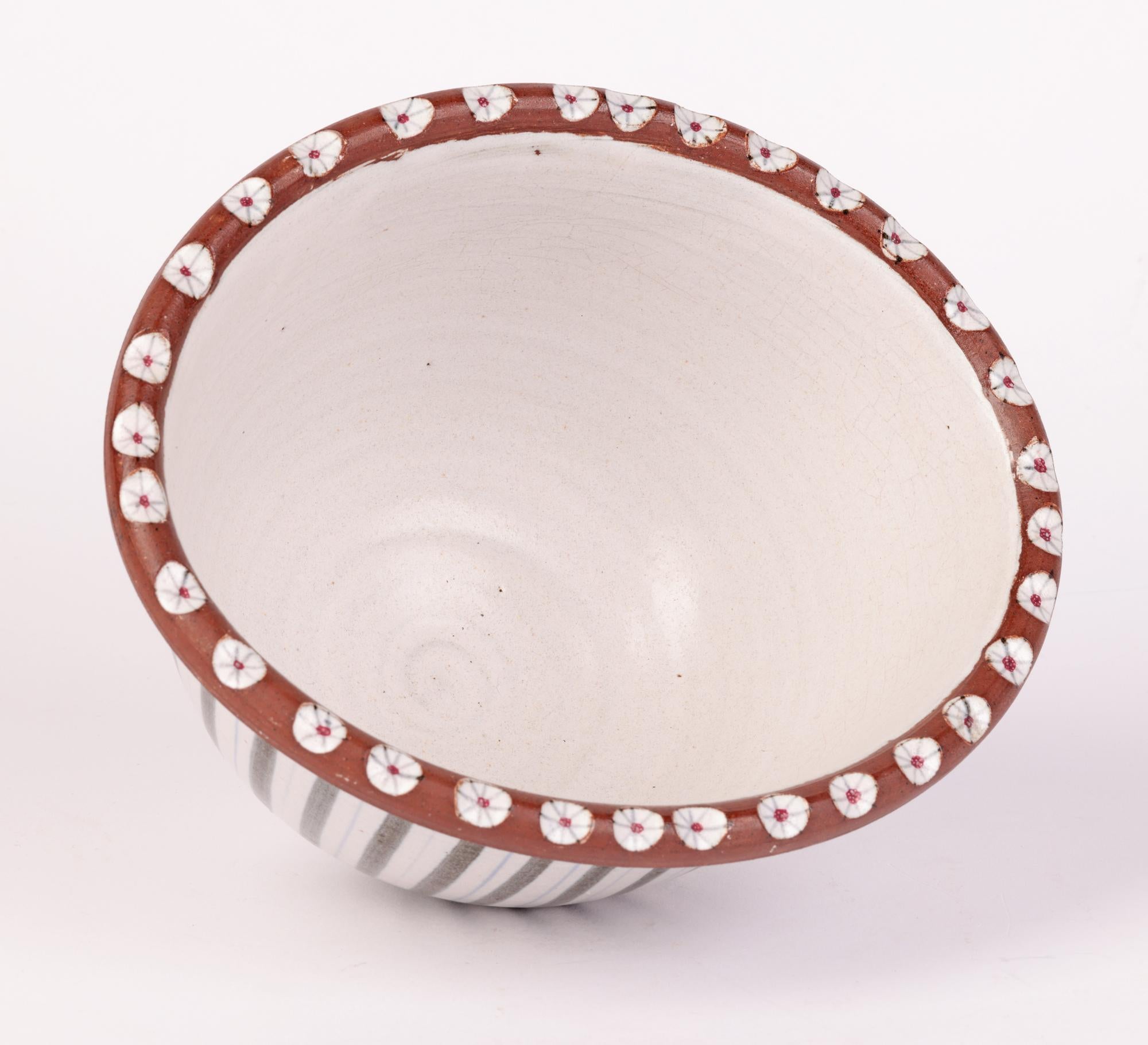 20th Century Walter & Jack Cole Mid-Century Rye Studio Pottery Linear Pattern Bowl