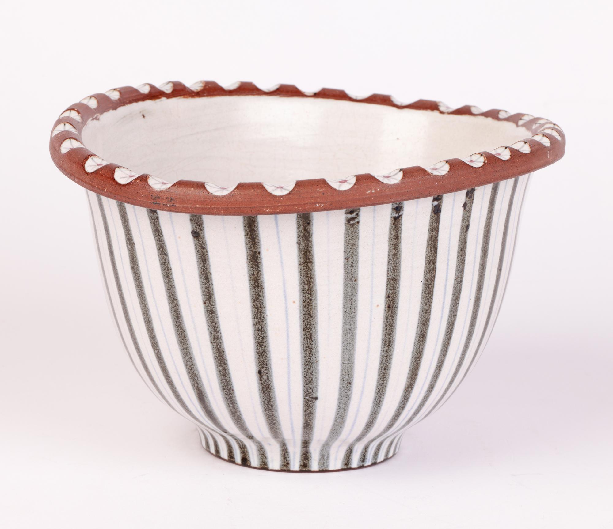 Walter & Jack Cole Mid-Century Rye Studio Pottery Linear Pattern Bowl 1