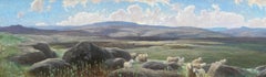 Walter James - British Pre-Raphaelite Landschaft Ölgemälde von Schafen auf dem Moor