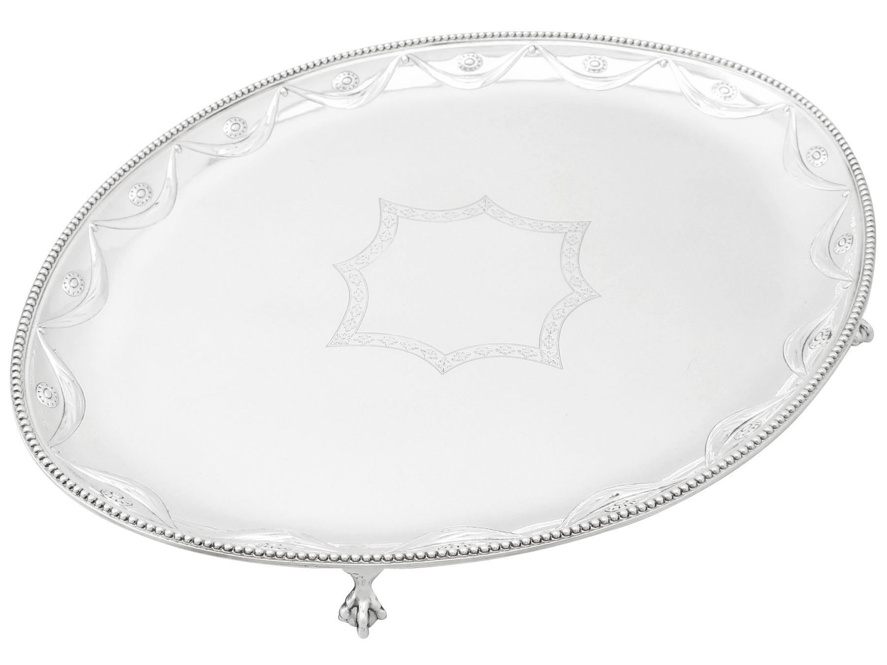 English Walter & John Barnard Antique Victorian Sterling Silver Salver For Sale