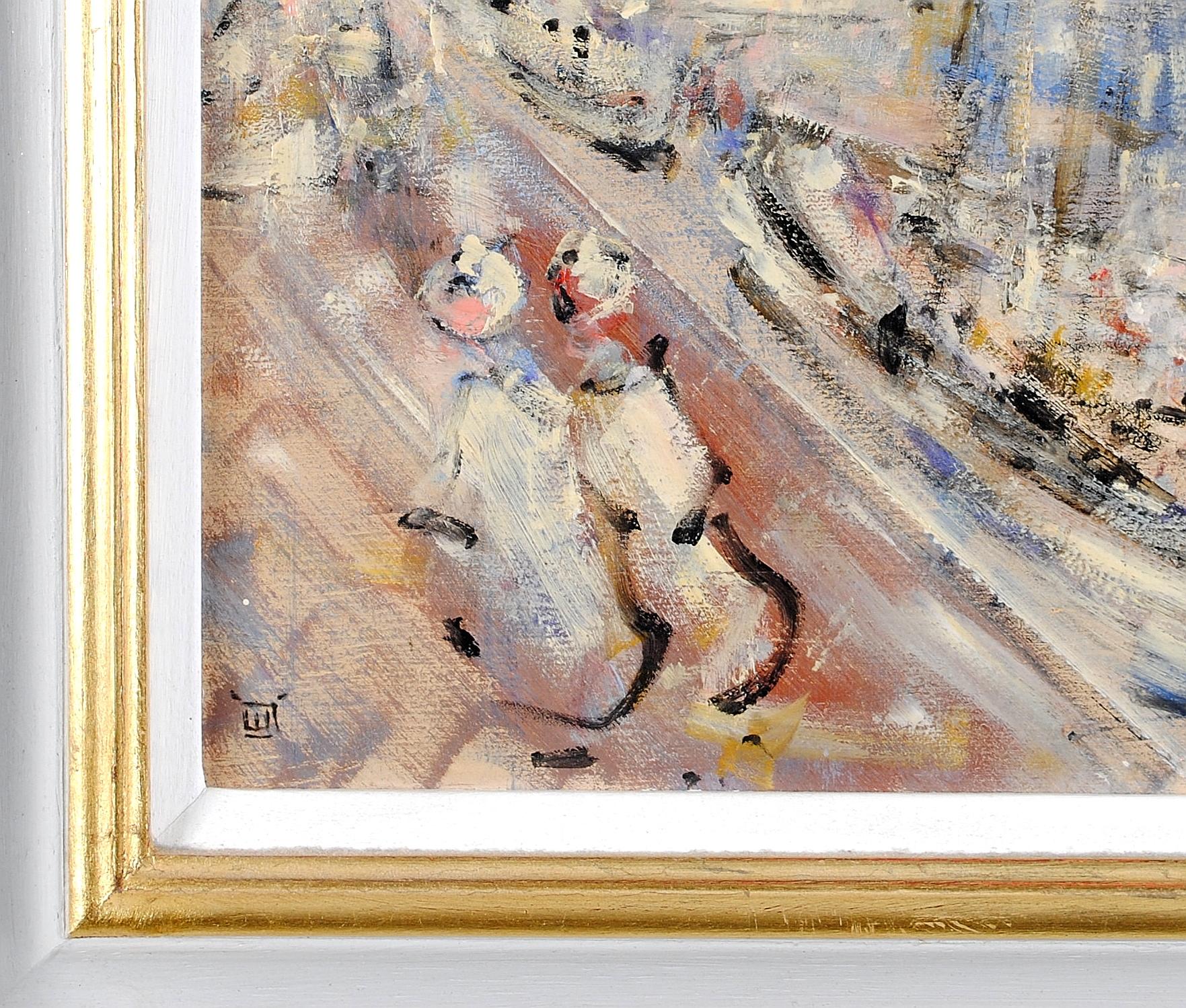 Sulla costa francese - Pittura a olio figurativa English Impressionist del XX secolo in vendita 3