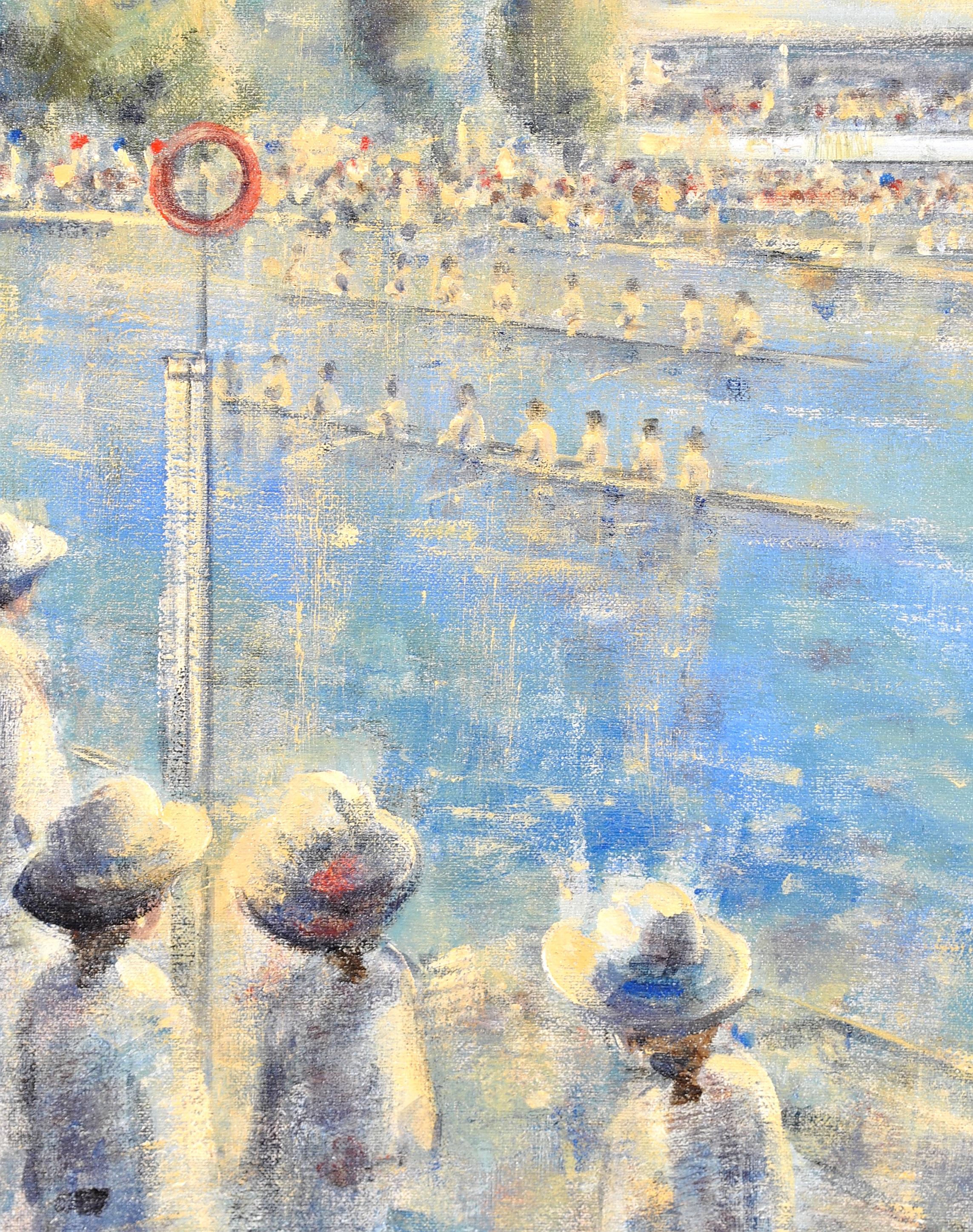 The Regatta - 20th Century English Impressionist Figurative Rowing Oil Painting For Sale 2