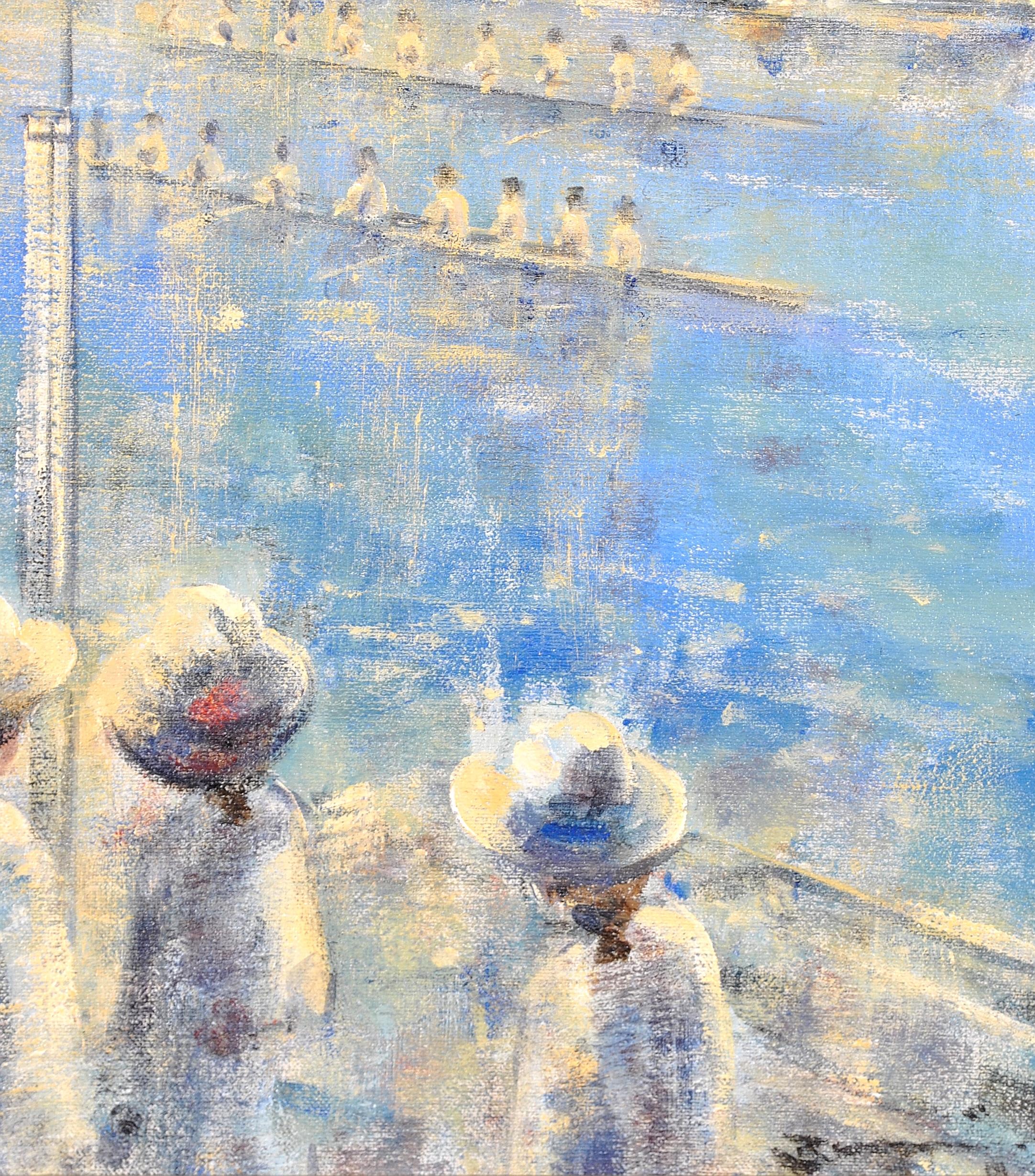 The Regatta - Englischer Impressionist des 20. Jahrhunderts Figuratives Rudern Ölgemälde im Angebot 2