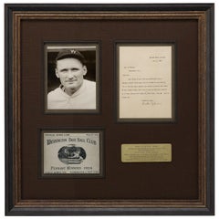 Walter Johnson, Washington Senators Hall of Fame-Krug, signierter Brief, 1925