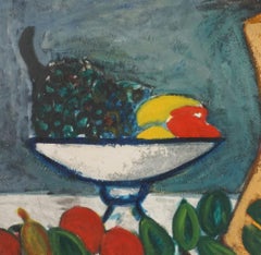 German Post War Modern Still Life of Fruit by Walter Junge Double-sided Painting