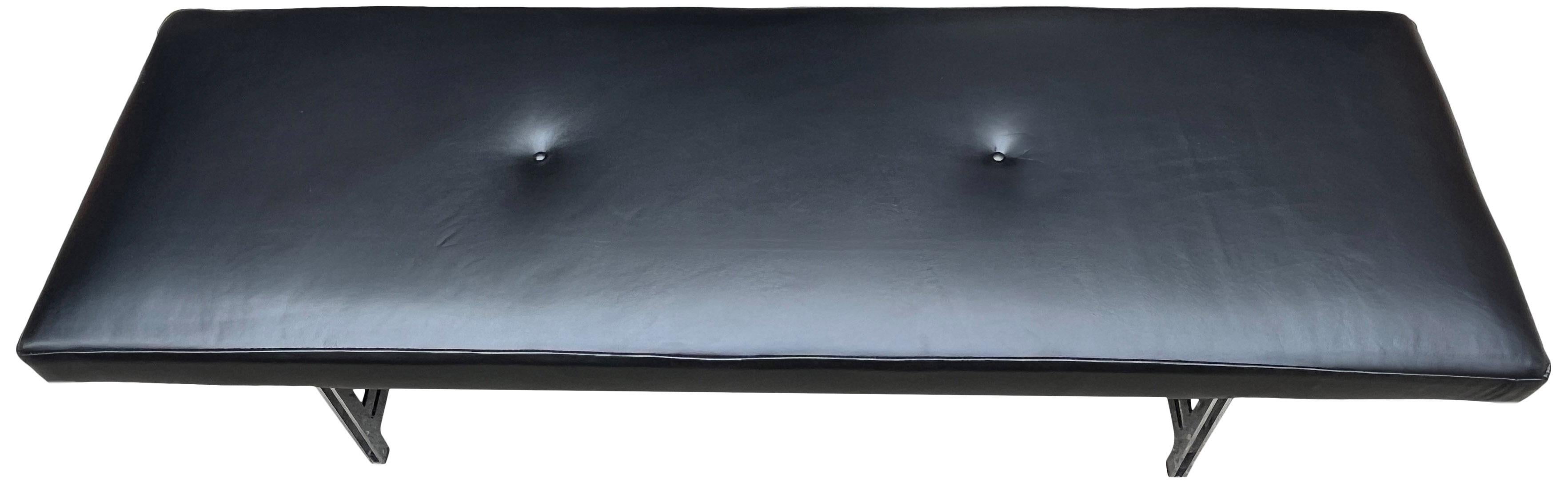 Walter Knoll Bench in Black Leather Crome Base  4