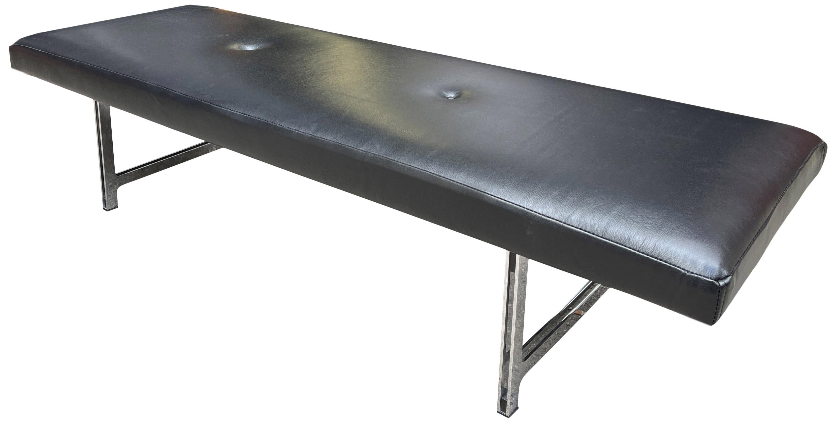 Walter Knoll Bench in Black Leather Crome Base  1