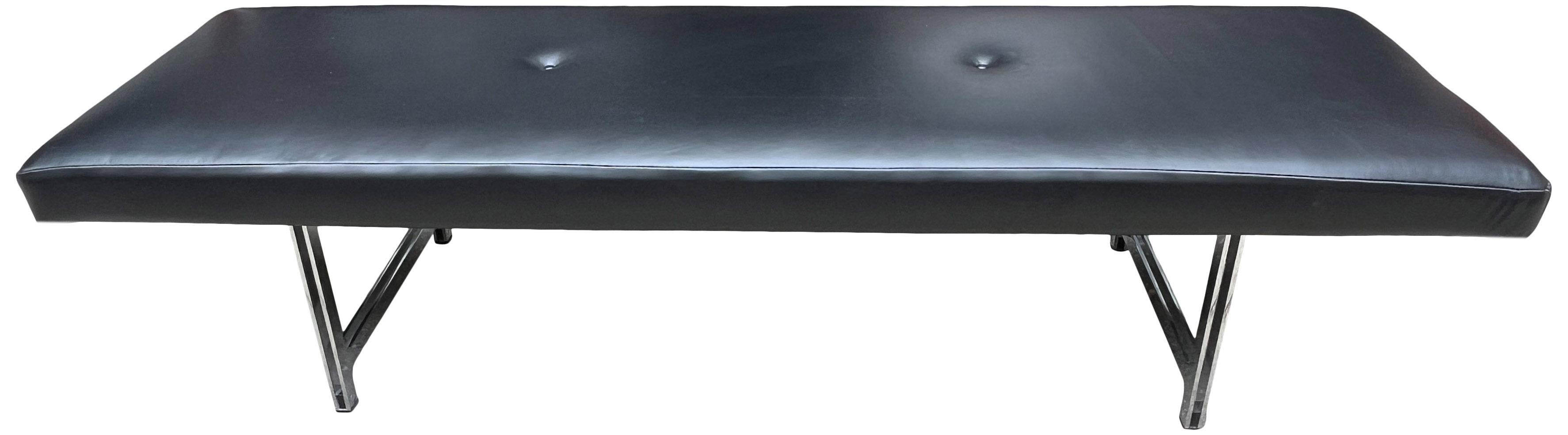 Walter Knoll Bench in Black Leather Crome Base  2