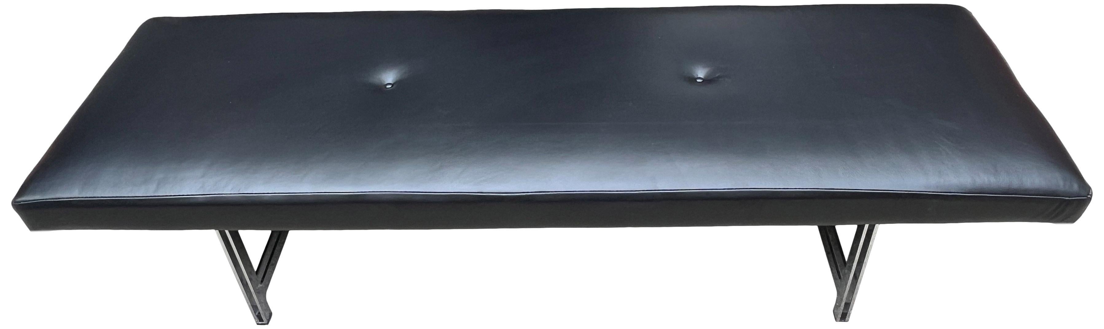 Walter Knoll Bench in Black Leather Crome Base 3