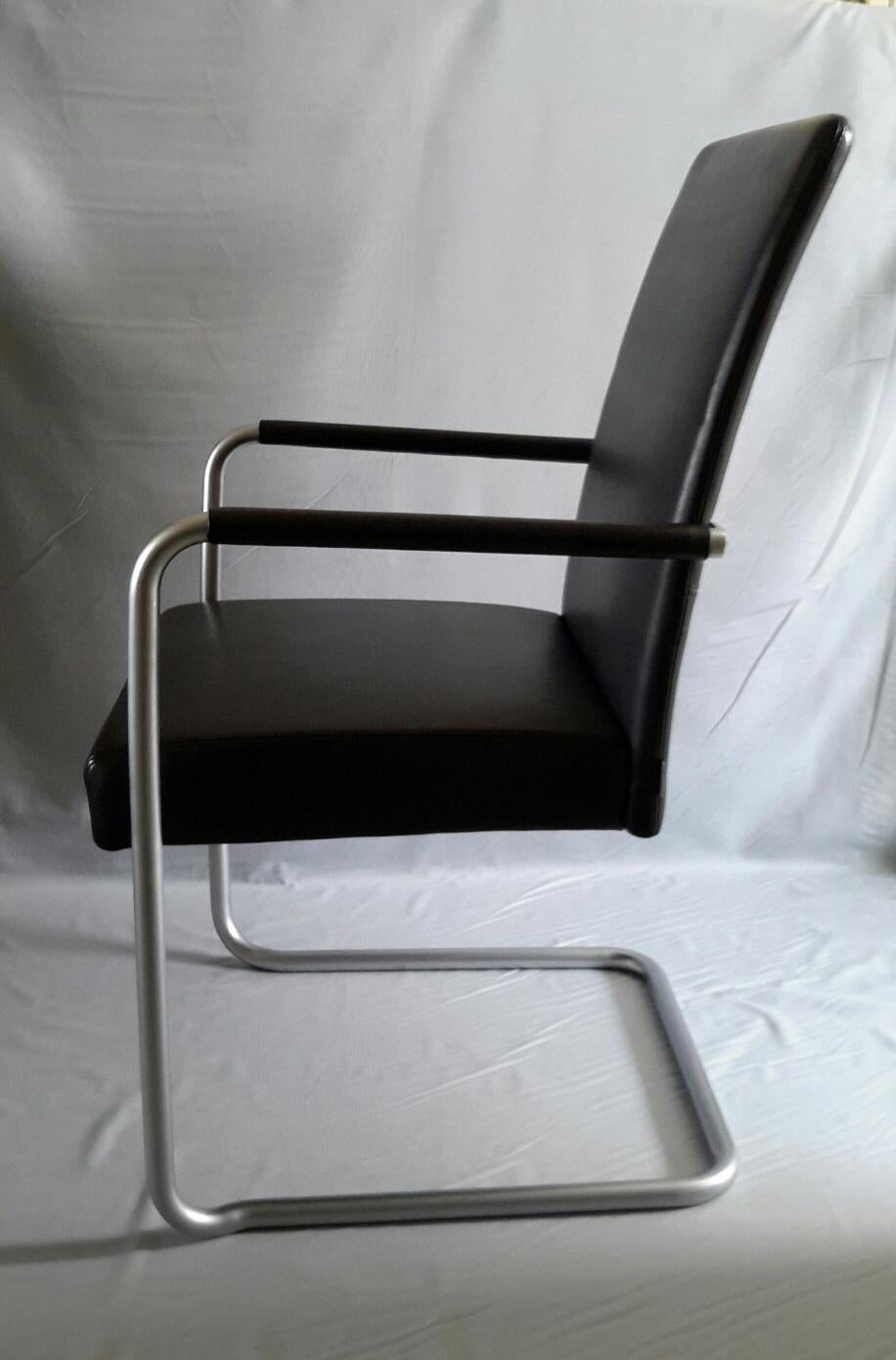 Walter Knoll Black Leather Armchairs, Line Jason, Austria, 1997 In Good Condition For Sale In Paris, FR