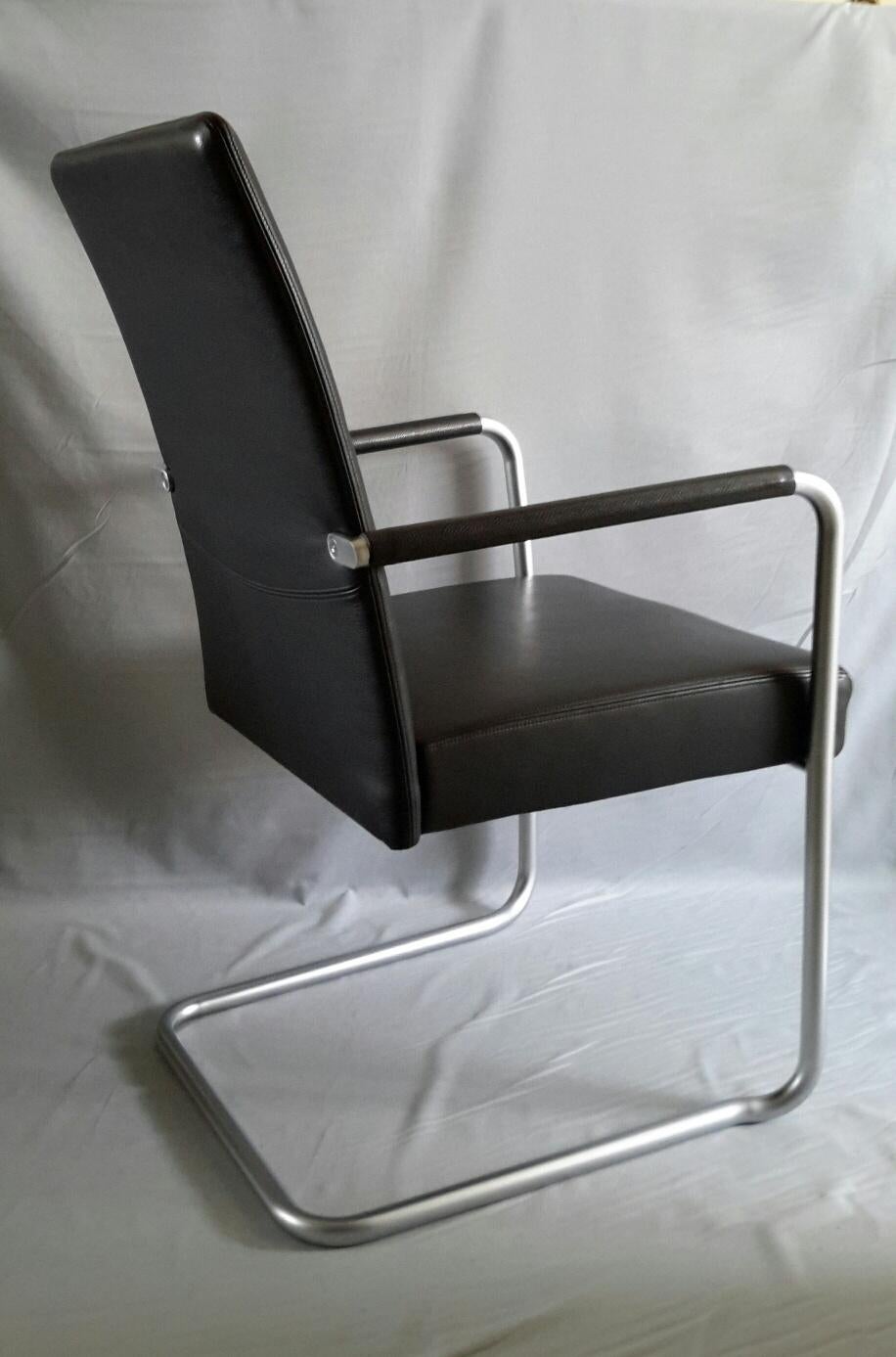 Walter Knoll Black Leather Armchairs, Line Jason, Austria, 1997 For Sale 1