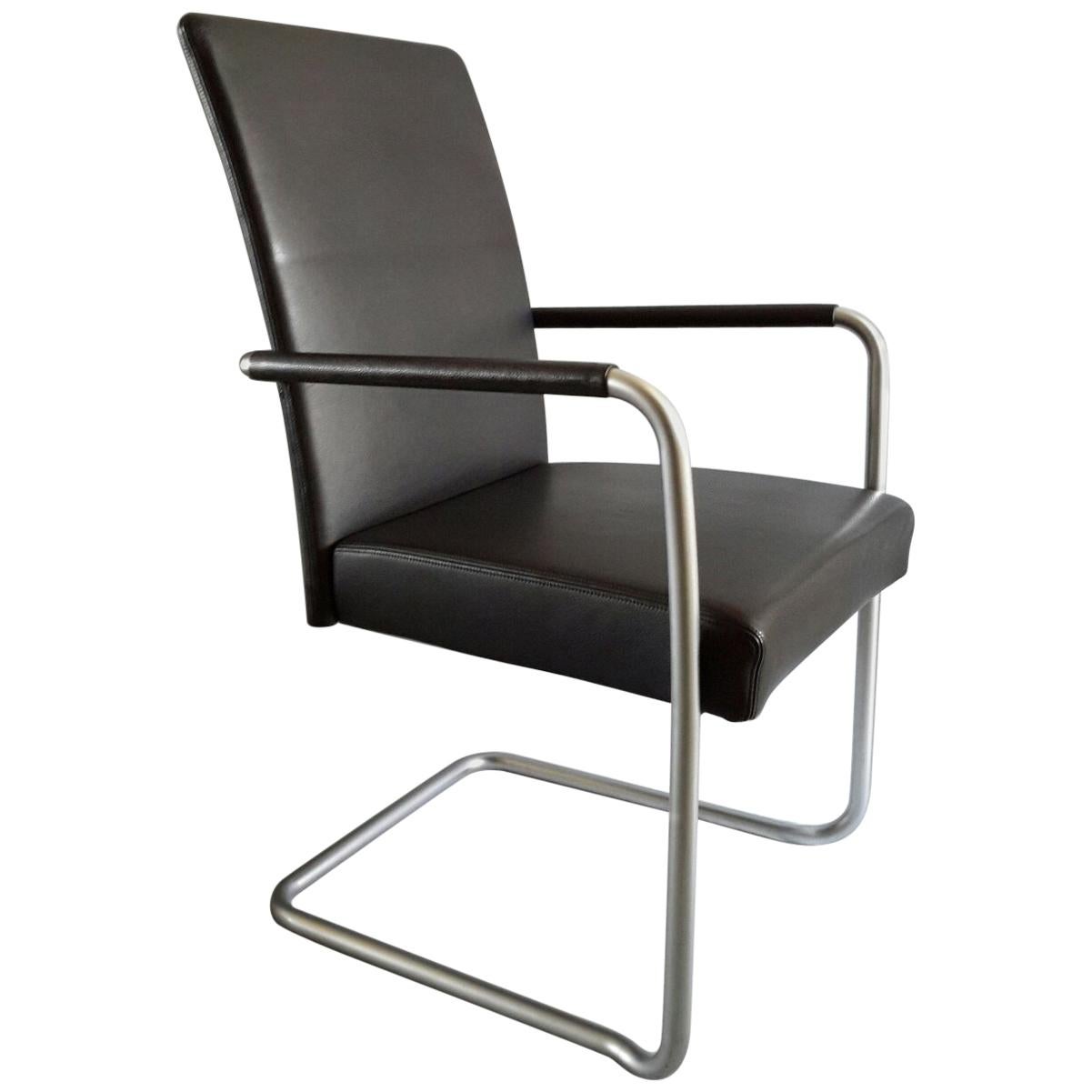 Walter Knoll Black Leather Armchairs, Line Jason, Austria, 1997