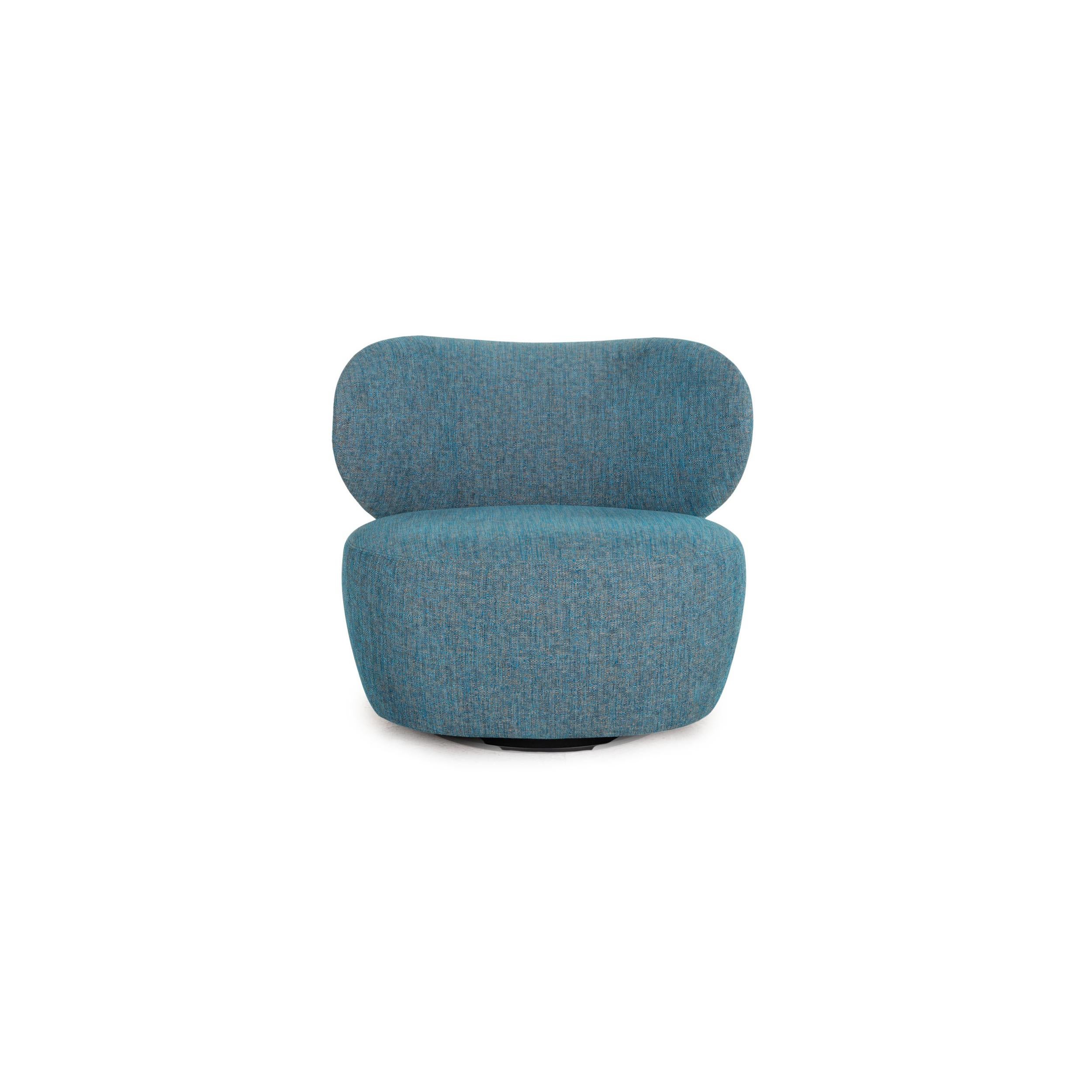 Modern Walter Knoll Boa Fabric Armchair Blue For Sale