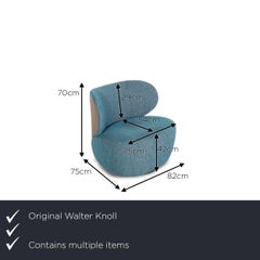 Walter Knoll Boa Fabric Armchair Set Blue