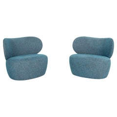 Walter Knoll Boa Fabric Armchair Set Blue