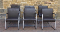 Walter Knoll Cantilever Chairs Set of 6 Dark Brown Leather EOOS