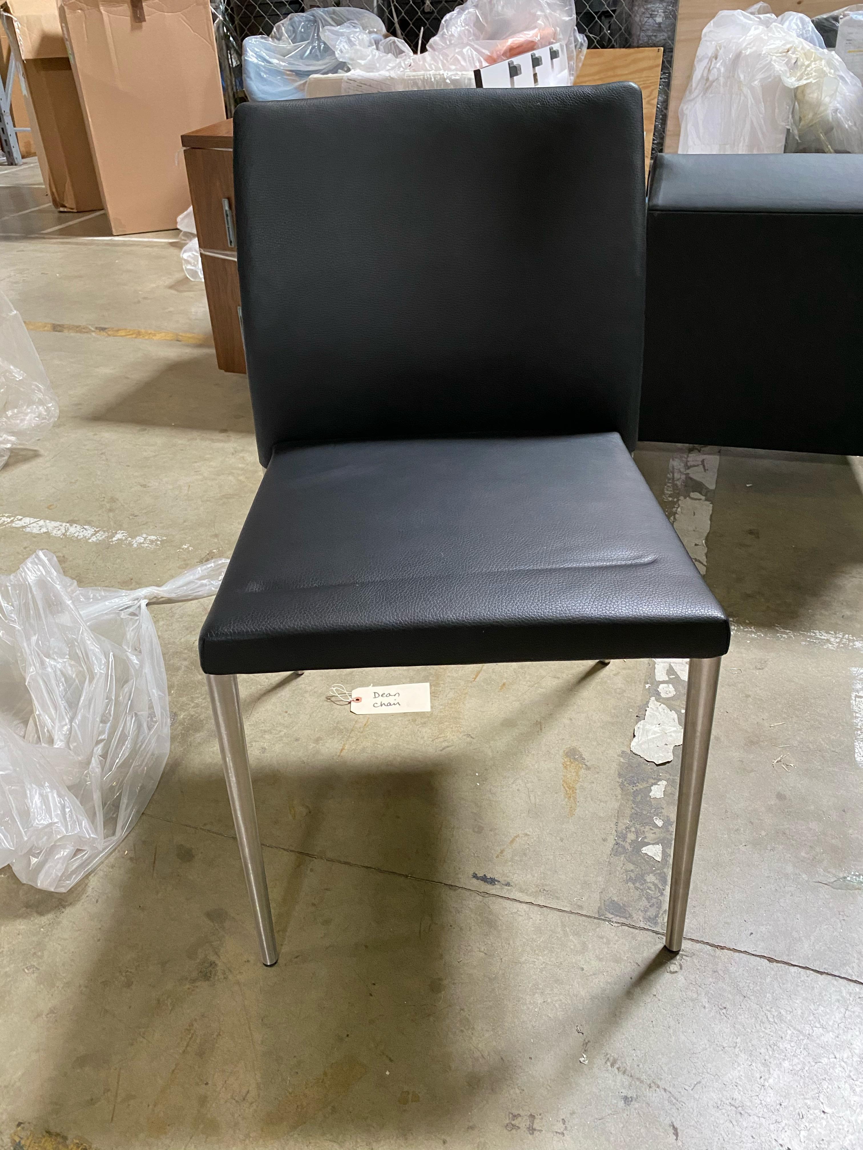 Walter Knoll Deen Leather Chair in STOCK In Fair Condition For Sale In New York, NY