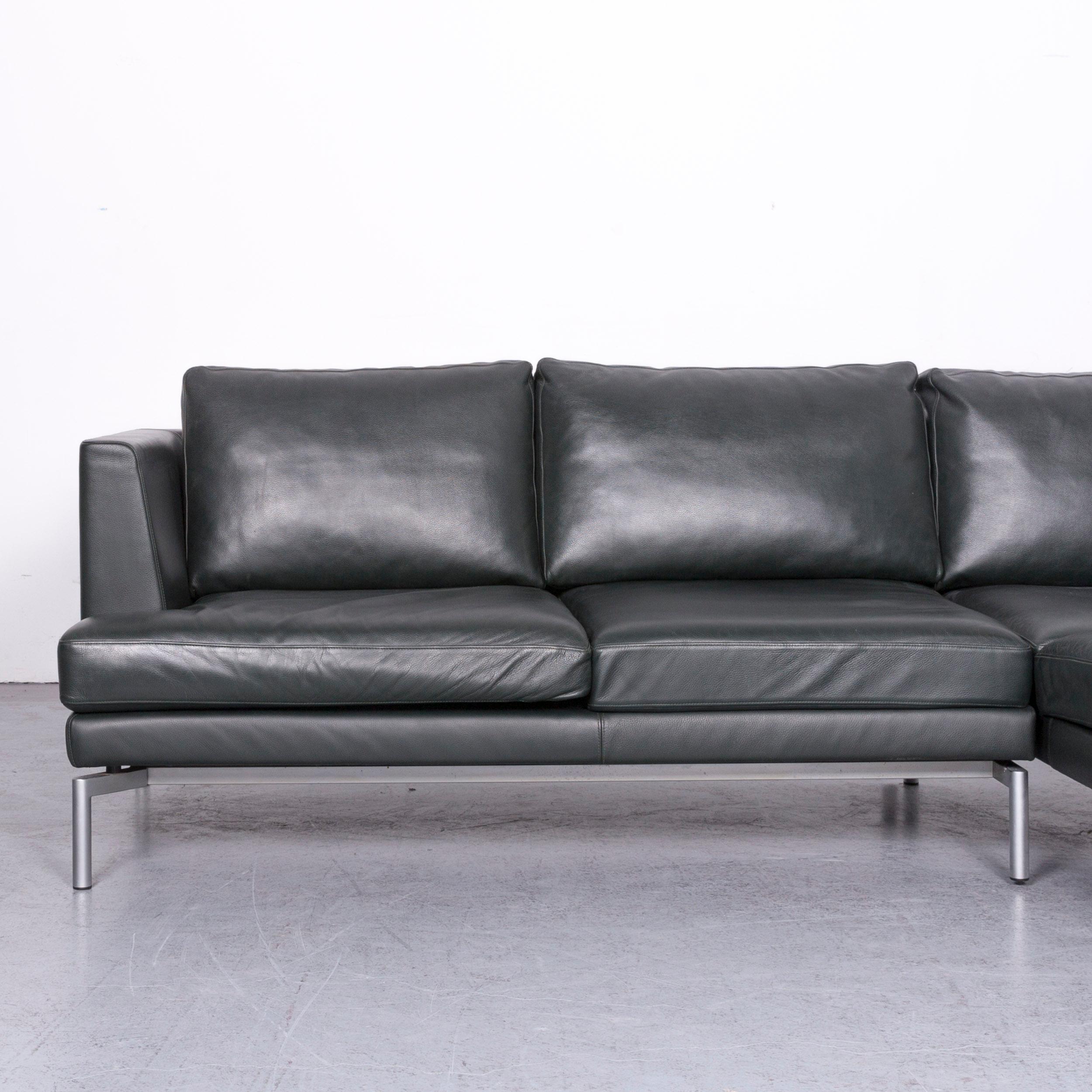 Walter Knoll Designer Leather Sofa Green Corner Couch In Good Condition In Cologne, DE