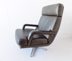 Walter Knoll Don Lounge Chair in mud Leather, German, Mid-century modern, swivel