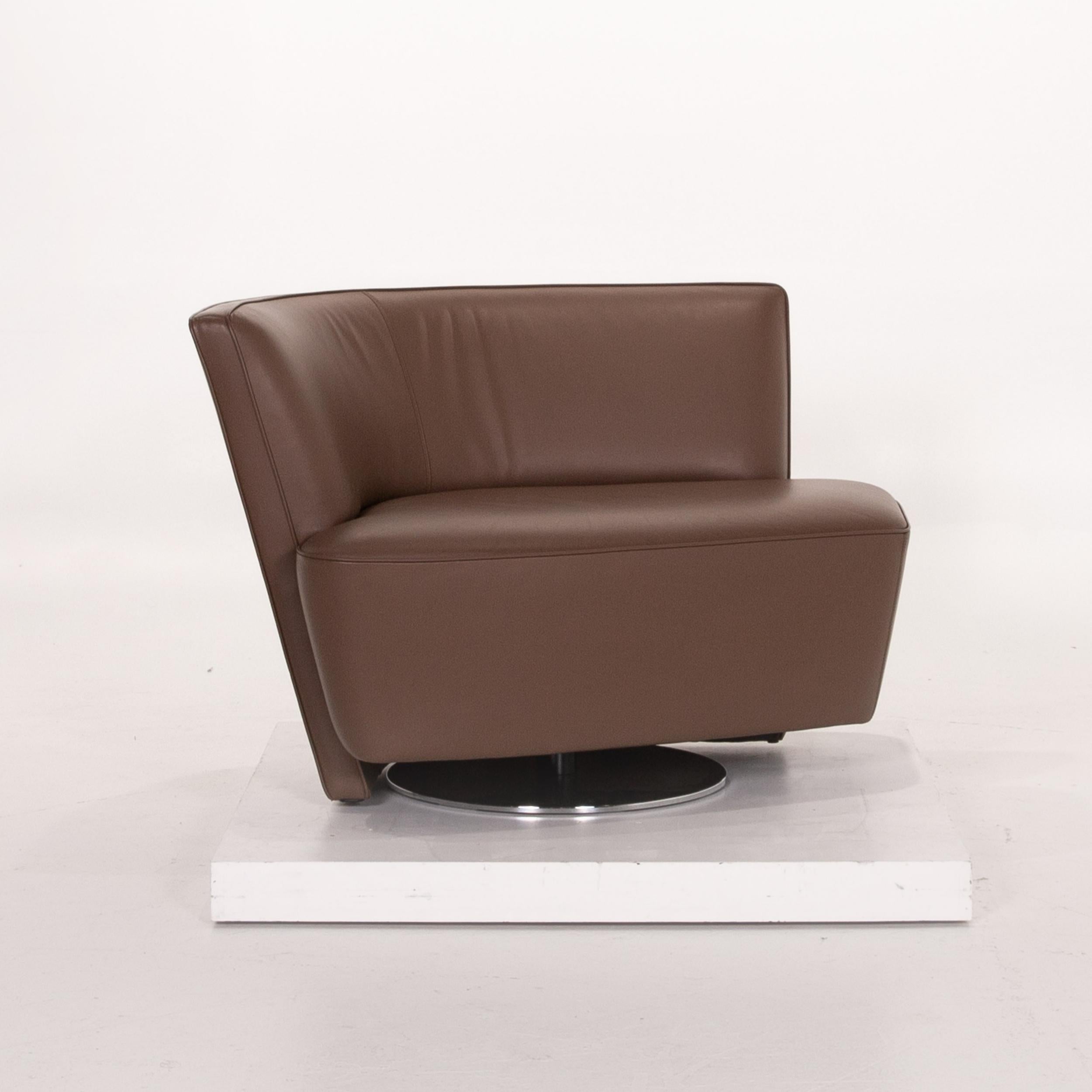 Walter Knoll Drift Leather Armchair Set Brown 1 Armchair 1 Stool For Sale 6