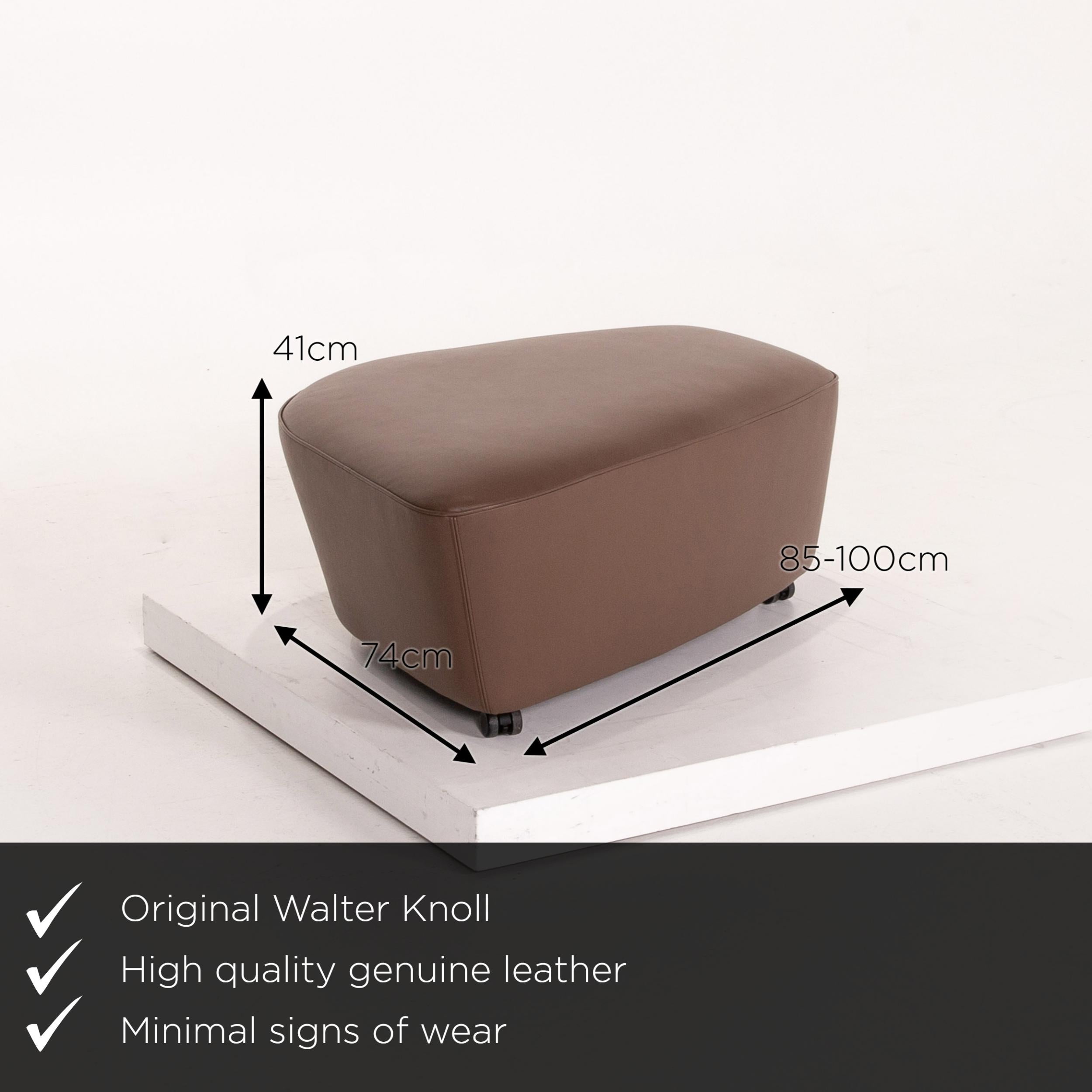 Modern Walter Knoll Drift Leather Armchair Set Brown 1 Armchair 1 Stool For Sale
