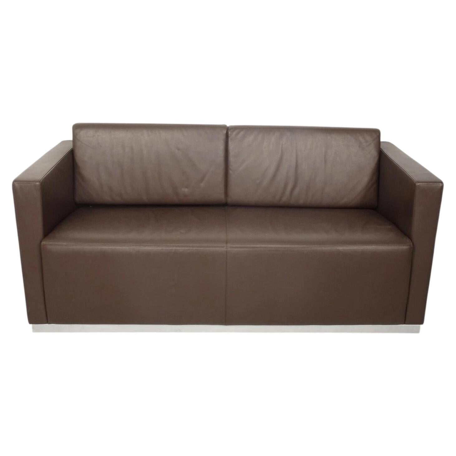 Walter Knoll Elton Three-Seater Sofa in Chocolate Premium Brown Leather For Sale
