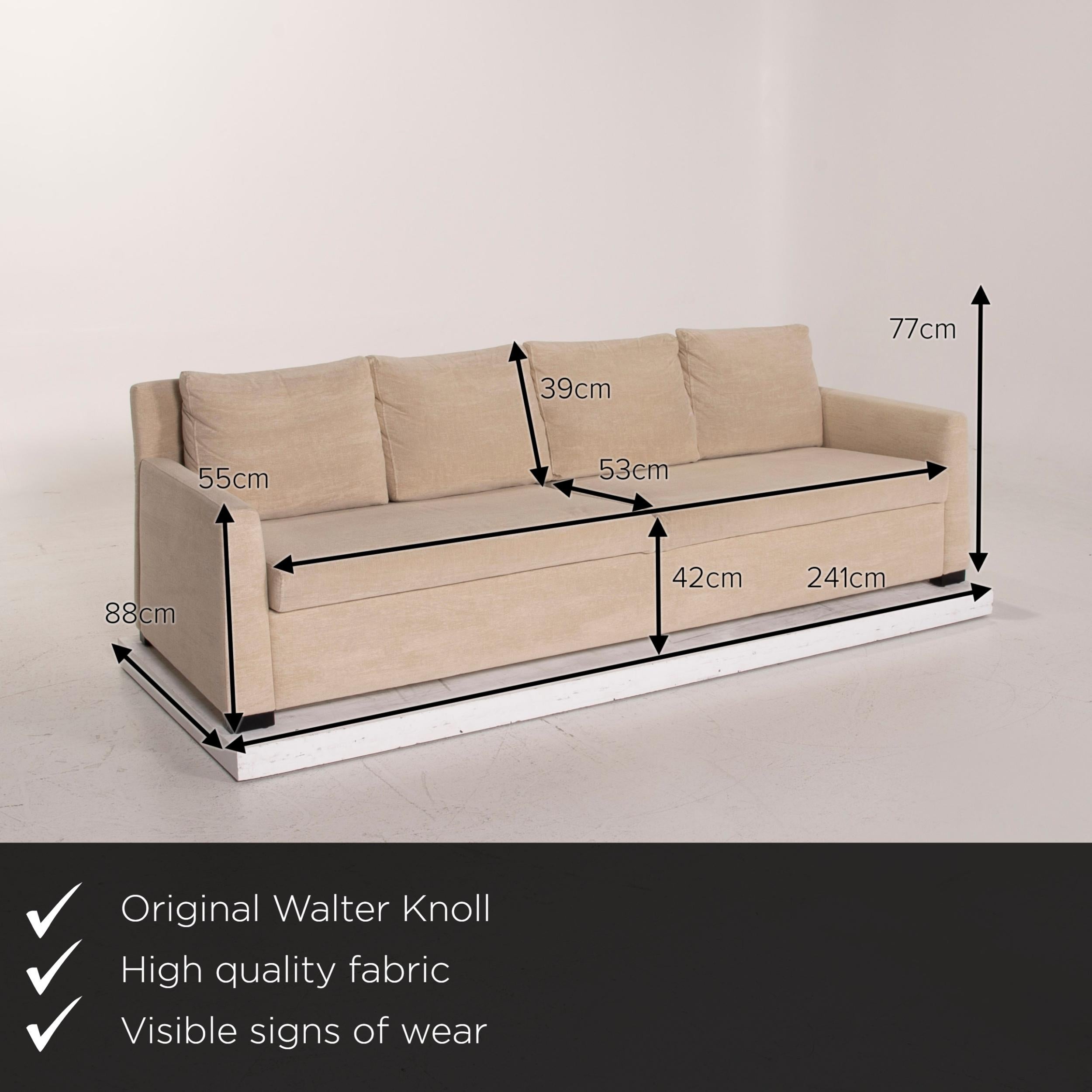 We present to you a Walter Knoll fabric sofa cream four-seat.
 

 Product measurements in centimeters:
 

Depth 88
Width 241
Height 77
Seat height 42
Rest height 55
Seat depth 53
Seat width 220
Back height 39.

 