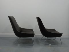 Walter Knoll Flow Lounge Chairs, Pair, in Luxurious Chocolate Leather