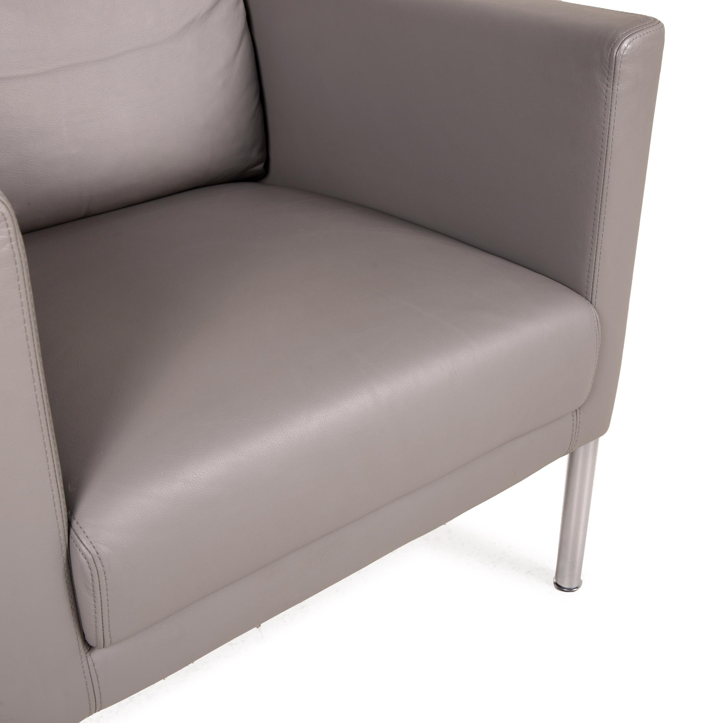 Modern Walter Knoll Foster 500 Leather Armchair Gray For Sale