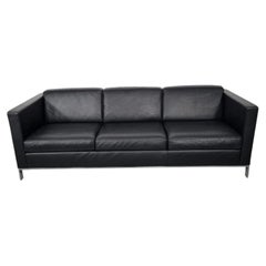 Walter Knoll Foster 500 Three-Seater Sofa by Norman Foster in Black Leather