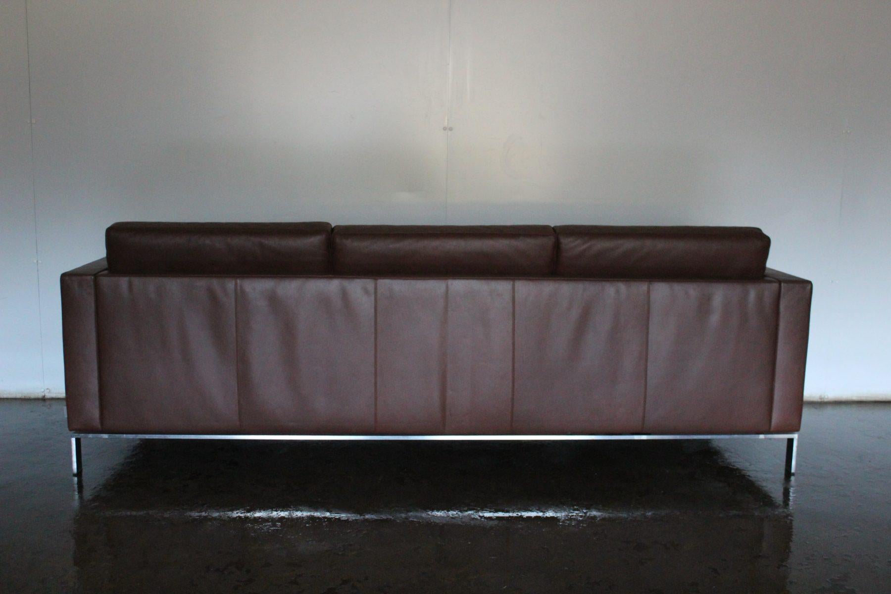 Walter Knoll “Foster 502.30” 3-Seat Sofa – In Dark Brown Leather For Sale 5