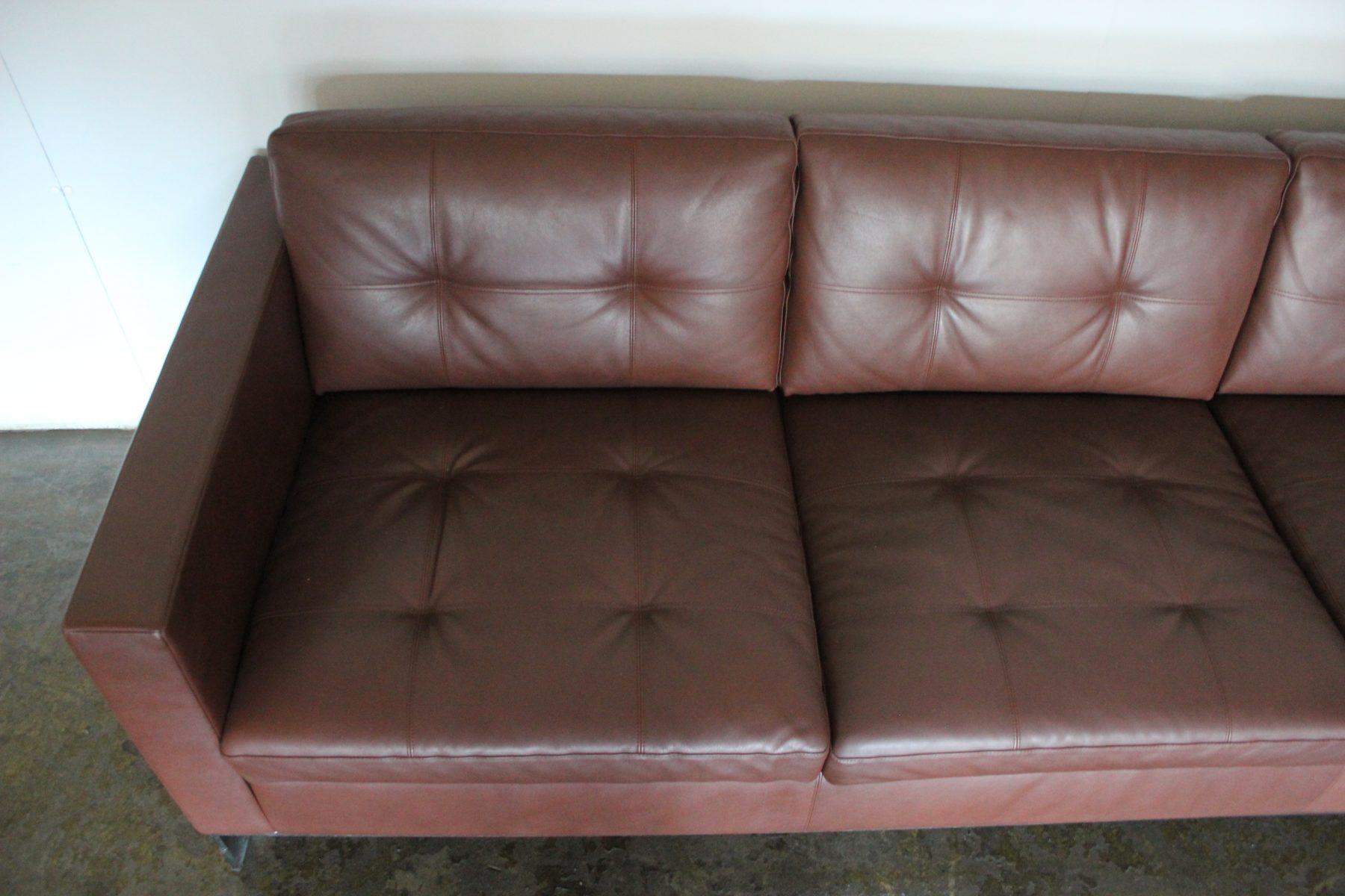 Walter Knoll “Foster 502.30” 3-Seat Sofa – In Dark Brown Leather For Sale 4