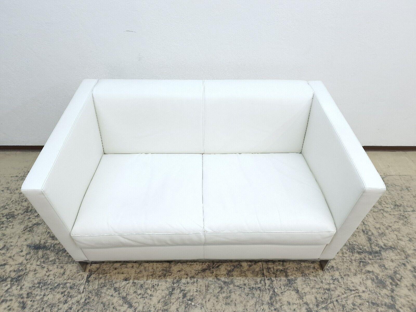 Walter Knoll Foster Zweisitzer  Echtledersofa Sofá de diseño Sofá Weiß Echtleder en venta 3