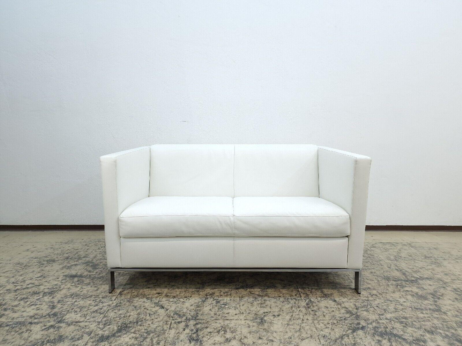 Walter Knoll Foster Zweisitzer  Echtledersofa Sofá de diseño Sofá Weiß Echtleder en venta 4