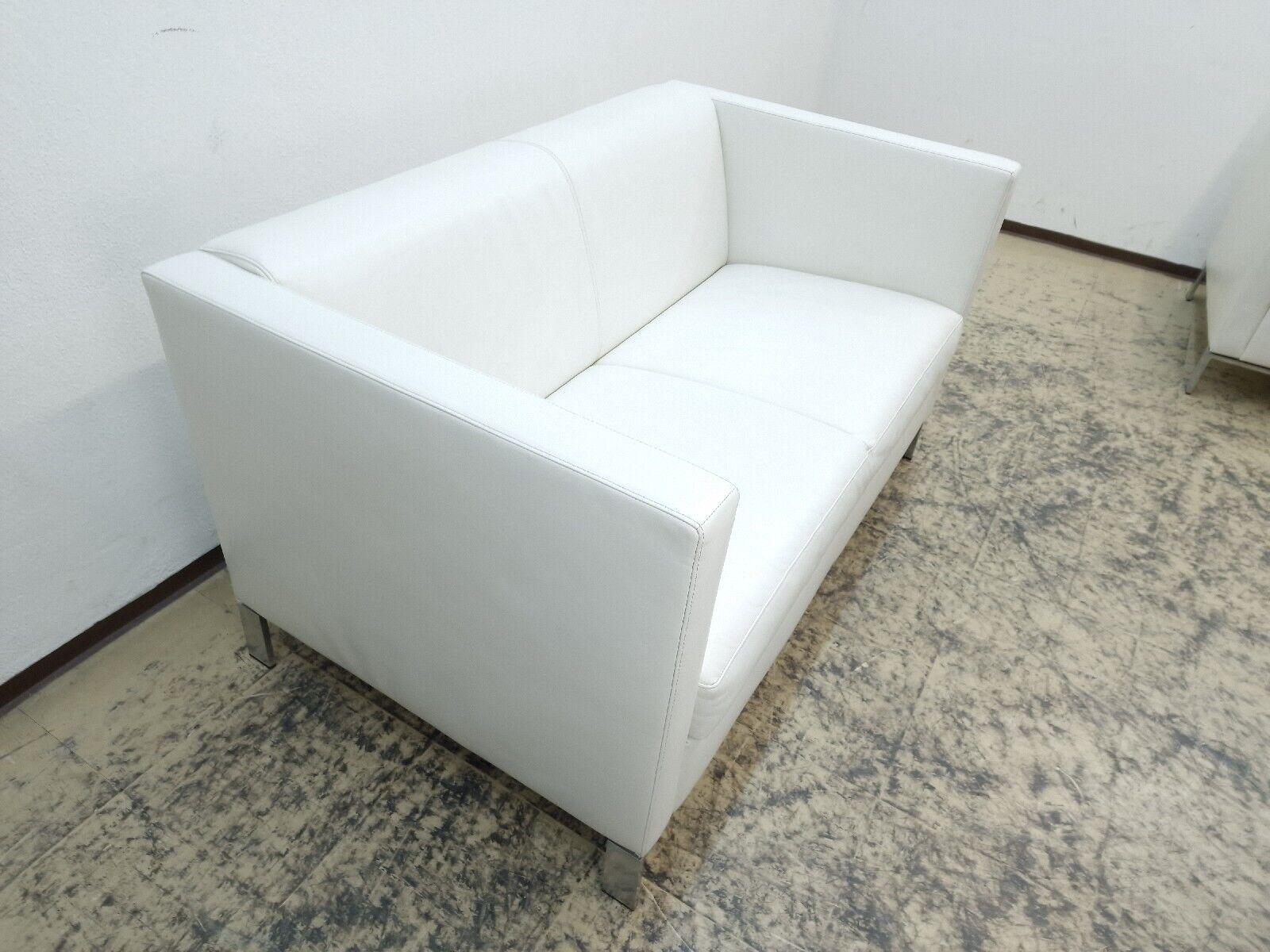 Walter Knoll Foster Zweisitzer  Echtledersofa Sofá de diseño Sofá Weiß Echtleder Bauhaus en venta
