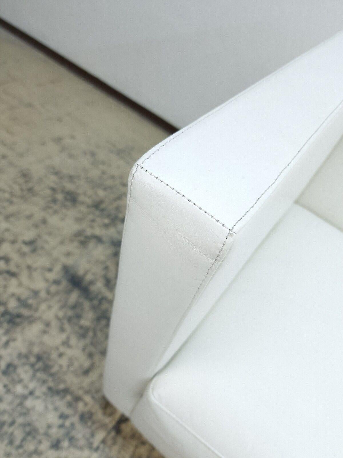 Walter Knoll Foster Zweisitzer  Echtledersofa Sofá de diseño Sofá Weiß Echtleder Metal en venta